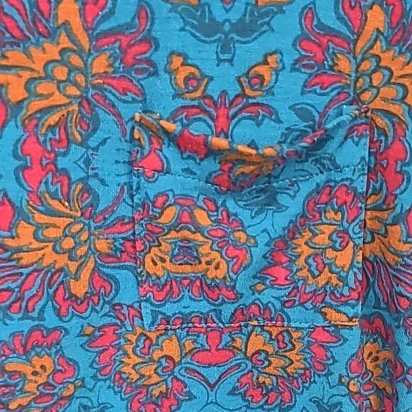 LuLaRoe Carly Dress Teal Floral Print Midi Pocket Hi-Low Butter Soft Casual - Picture 7 of 8